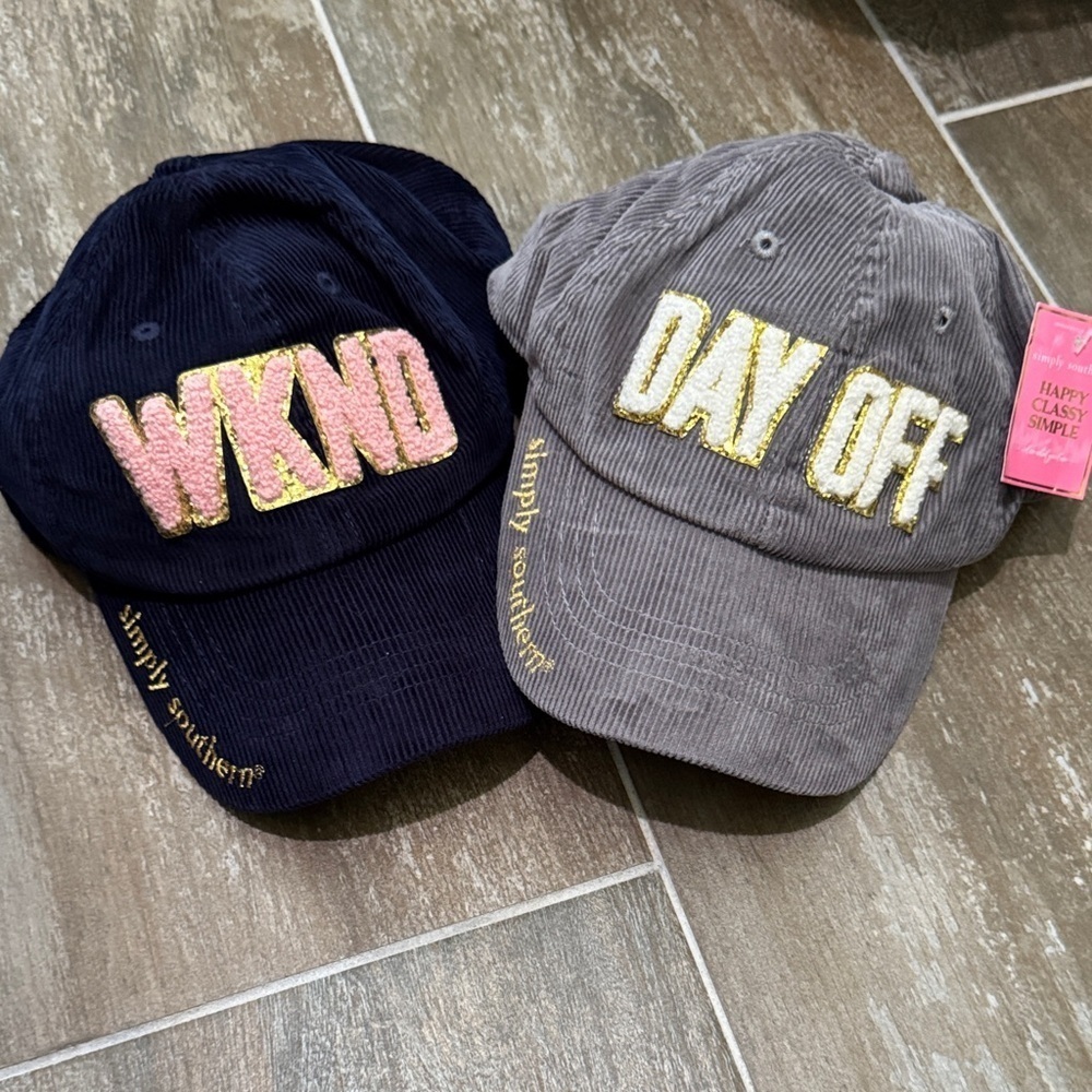 Simply Southern lot of 2 Navy and Gray Corduroy Hats